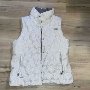 Women’s Northface puffer vest 550 white with light grey liner